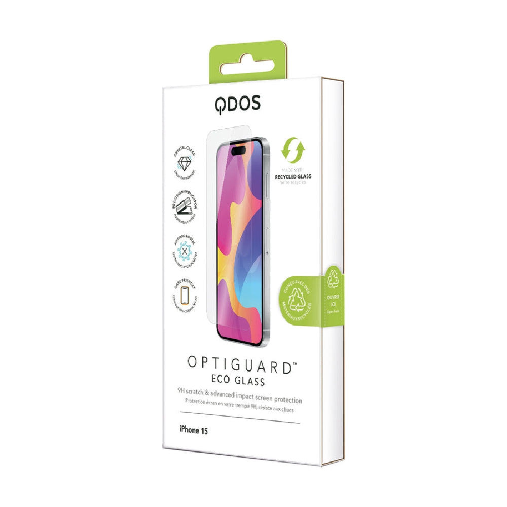 Qdos Optiguard Eco Glass Tempered Glass Screen-Protecto for Apple iPhone 15 Clear