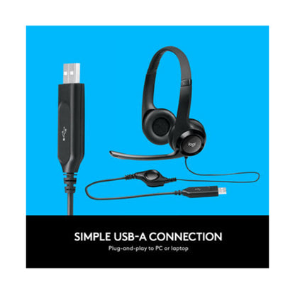 Logitech USB Wired Over-Ear Headphones Black