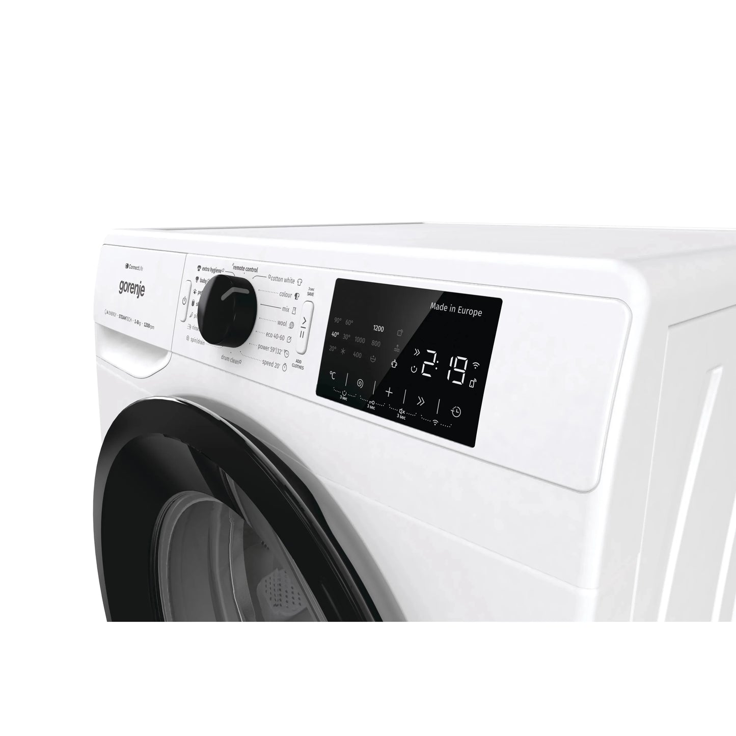 Gorenje Smart Front Load Washing Machine, 8KG, Wi-Fi, 1200 RPM, White, WPNEI82A1SWIFI