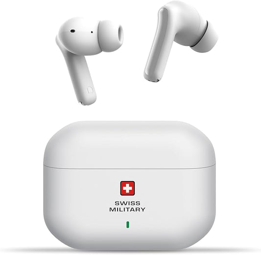 Swiss Military Delta AI ANC True Wireless Earbuds – White