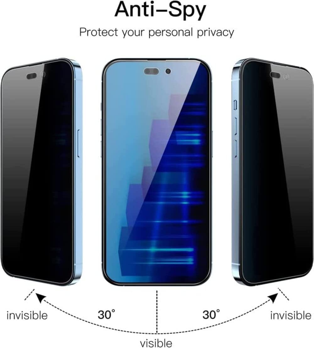 PROTECT  iPhone 15 Pro Privacy Screen Protector,  9D Tempered Glass, Anti Scratch, Matte , Black, PIP15P