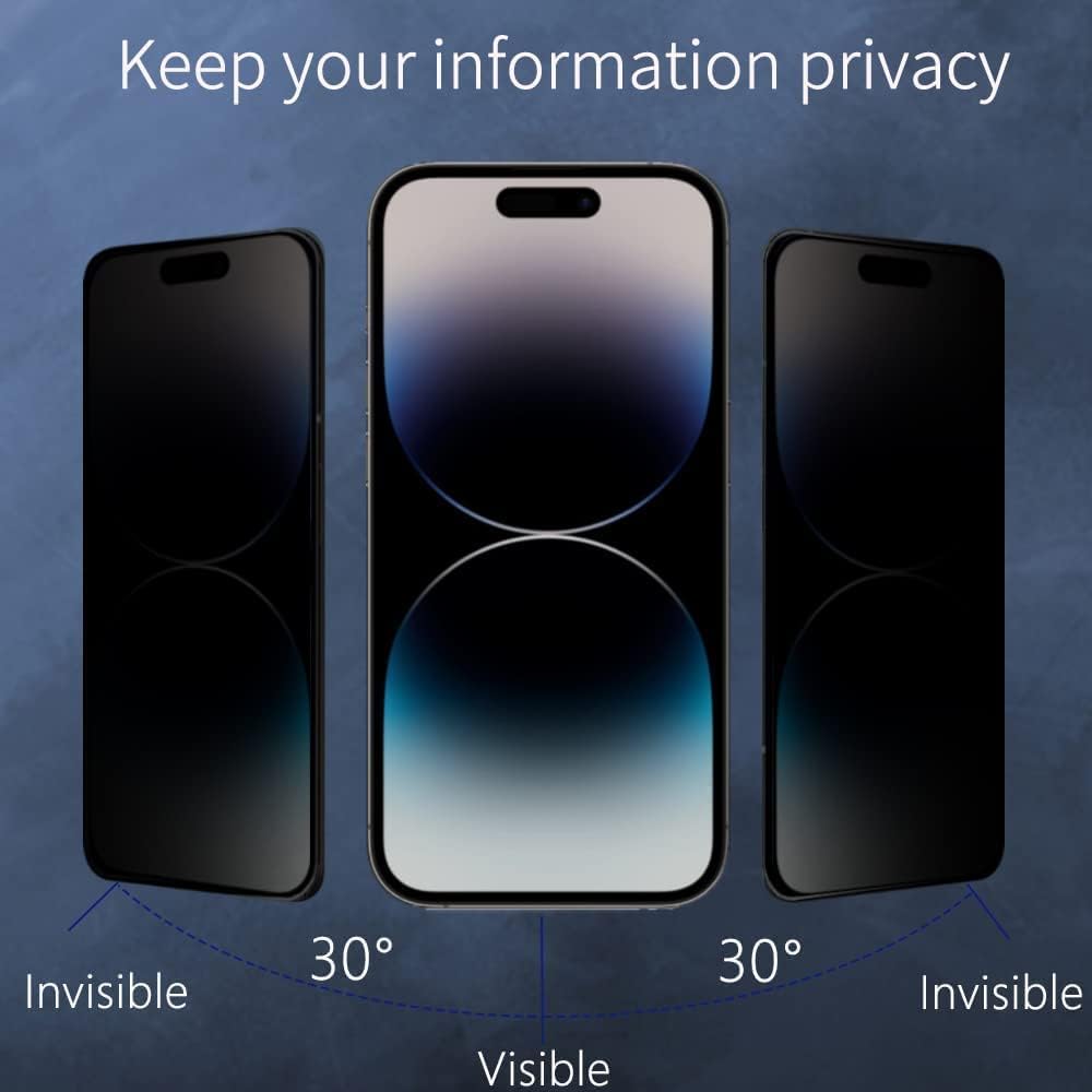 PROTECT  iPhone 14 Pro Privacy Screen Protector,  9D Tempered Glass, Anti Scratch, Matte , Clear, PIP14P