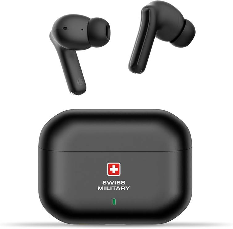 Swiss Military Delta AI ANC True Wireless Earbuds – Black