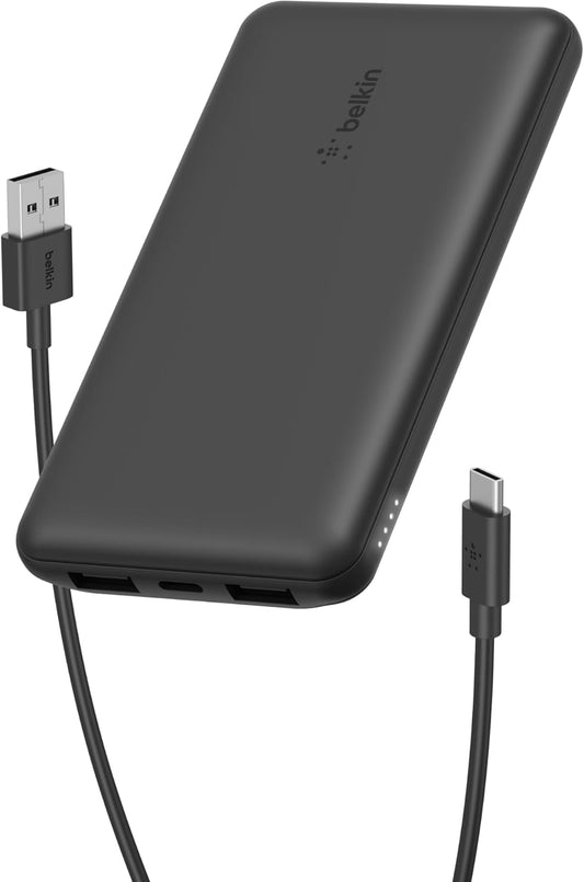 Belkin 10000mAh Power Bank 3-Port Portable Charger 15W – Black