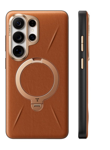 TORRAS Ostand VegSkin Vegan Leather Case for Samsung Galaxy S26 Ultra - Amber Brown