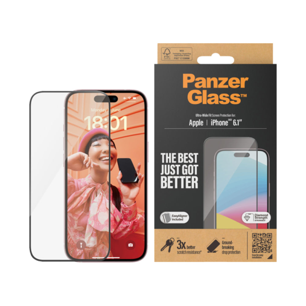 PanzerGlass Ultra-Wide Fit Screen Protector iPhone 15 Clear