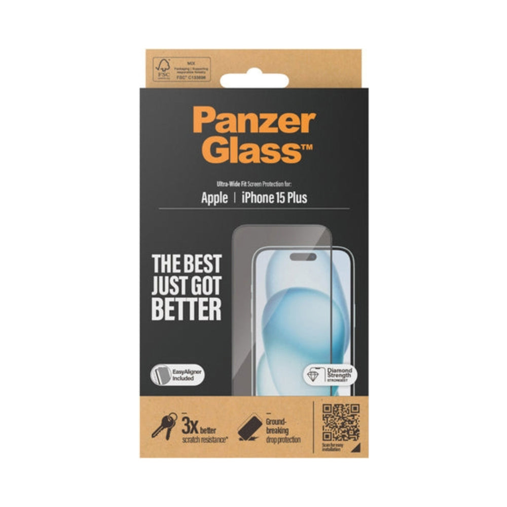 PanzerGlass Ultra-Wide Fit Privacy Screen Protector iPhone 15 Plus Clear