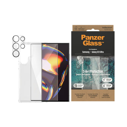 PanzerGlass 3-In-1 Protection Bundle For Samsung Galaxy S23 Ultra Clear