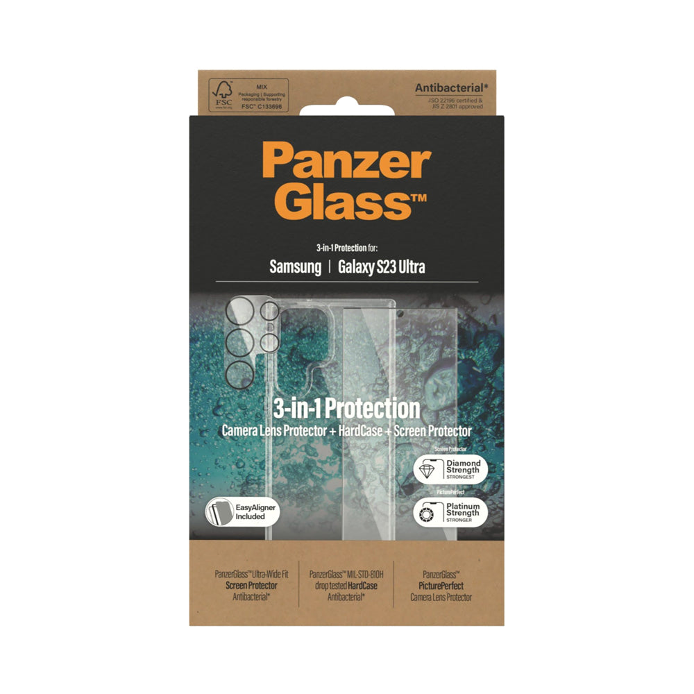 PanzerGlass 3-In-1 Protection Bundle For Samsung Galaxy S23 Ultra Clear