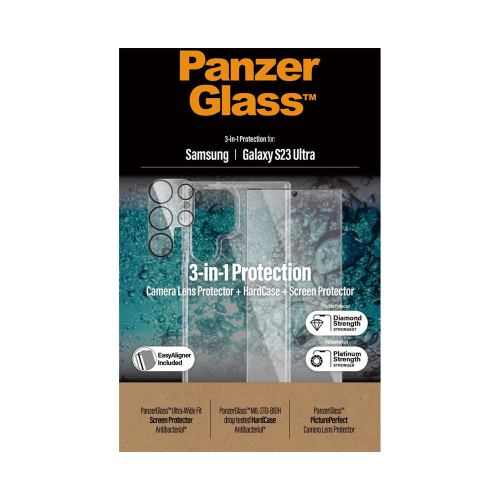 PanzerGlass 3-In-1 Protection Bundle For Samsung Galaxy S23 Ultra Clear