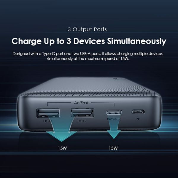 Oraimo  traveler 15 Dual input Power Bank, 15W Type-C IN & OUT, Fast Charging, 20,000 mAh, Black, OPB-1200