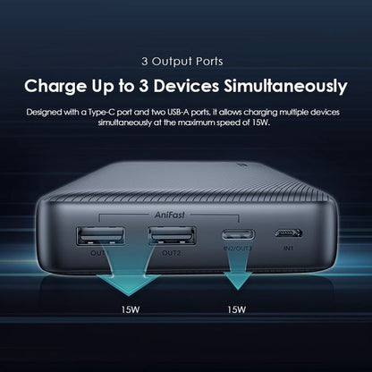 Oraimo  traveler 15 Dual input Power Bank, 15W Type-C IN & OUT, Fast Charging, 20,000 mAh, Black, OPB-1200