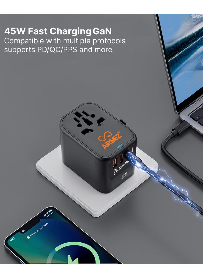 Airmez 45W Universal Travel Power Adapter - Black