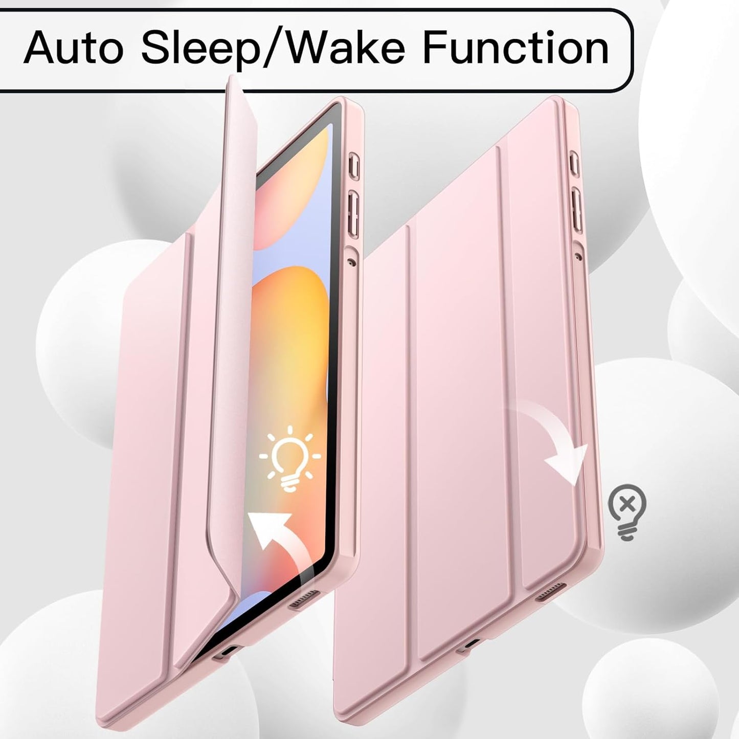 PROTECT  Samsung Tab S6 Lite Protective Ipad Cover, Silcon, Trifold Stand , Auto Wakeup Sleep, Pen Slot, Pink, PSTS6LPNK