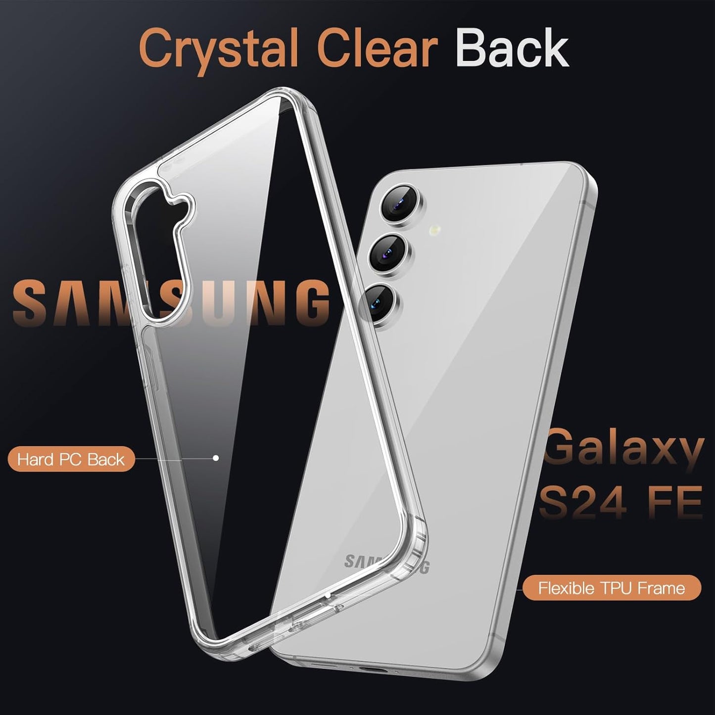 PROTECT  Samsung S24 FE Lucid Phone Case, Anti Scratch, Bundle, Screen Protector included, Protective, Clear, LSAMS24FE