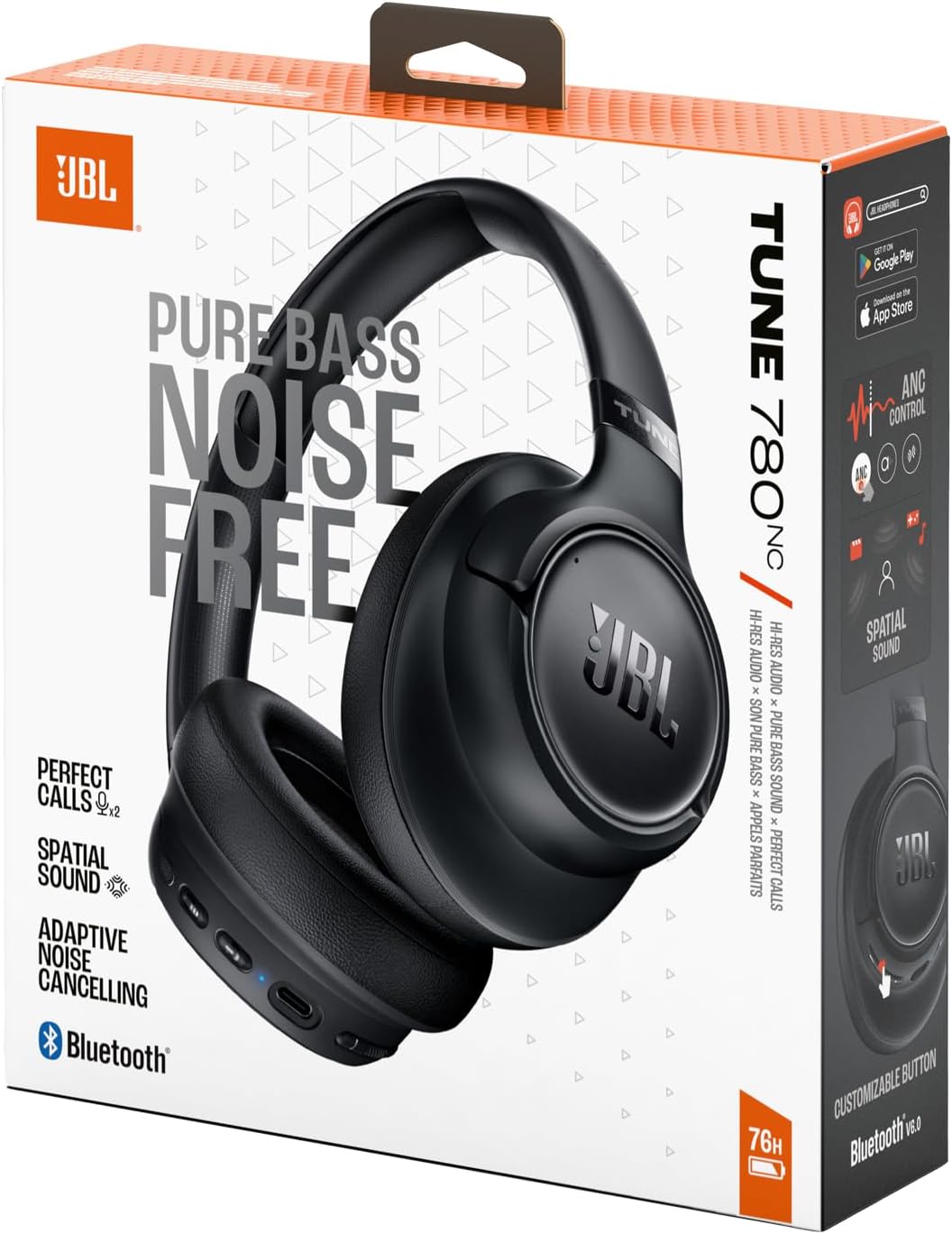 JBL Tune 780NC Wireless Headphones – ANC, Pure Bass & 76H Battery Black