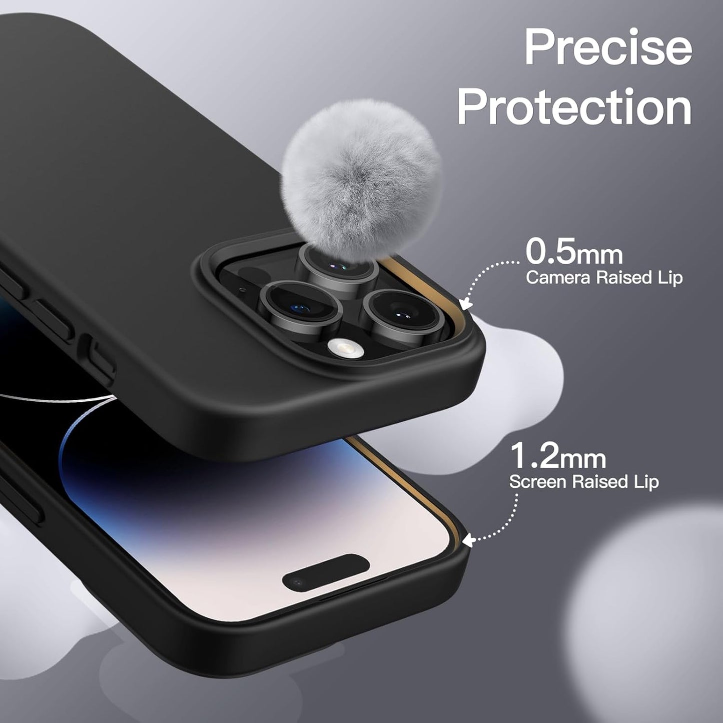 PROTECT  iPhone 15 Pro Silicon Phone Case, Magsafe, Protective, Anti Scratch, Black, SMIP15PBLK