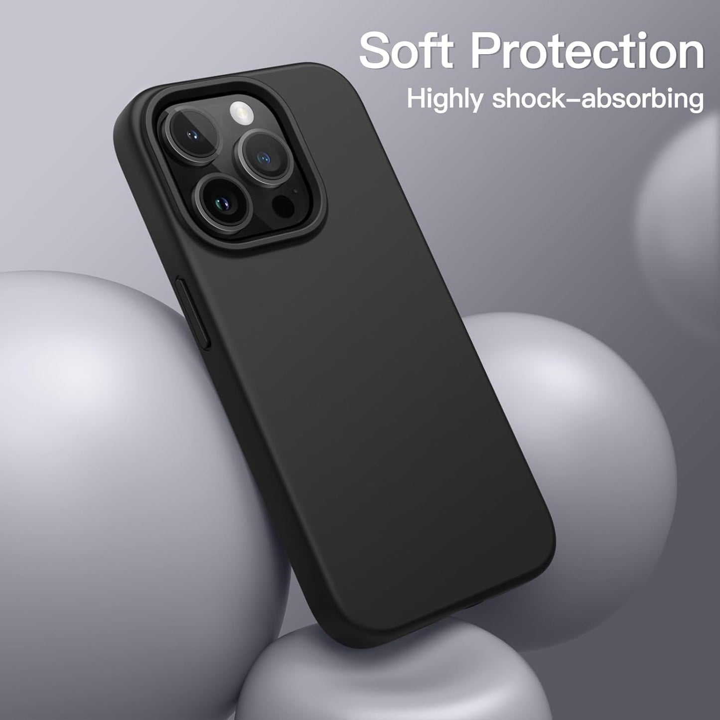 PROTECT  iPhone 15 Pro Silicon Phone Case, Magsafe, Protective, Anti Scratch, Black, SMIP15PBLK