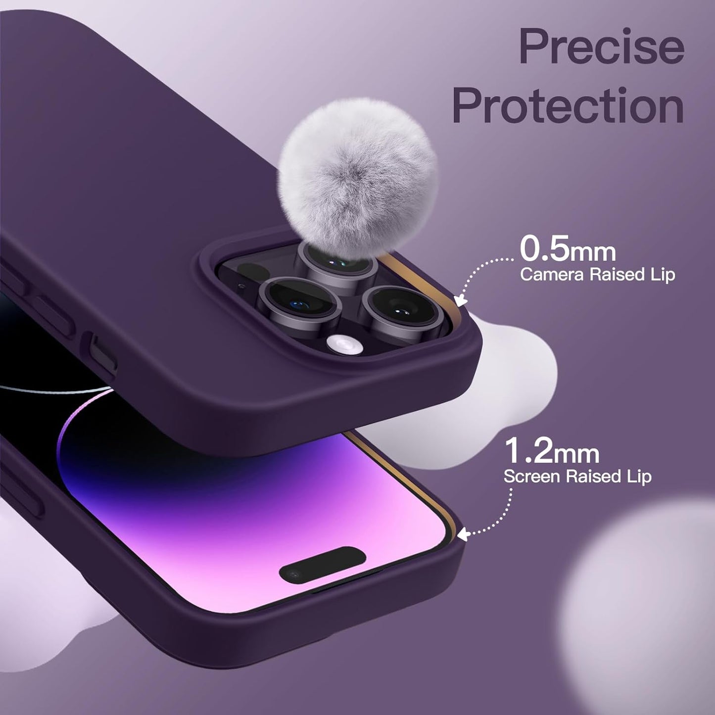 PROTECT  iphone 14 Plus Silicon Phone Case, Magsafe, Bundle, Screen Protector included, Protective, Anti Scratch, Purble, SMIP14PPUR