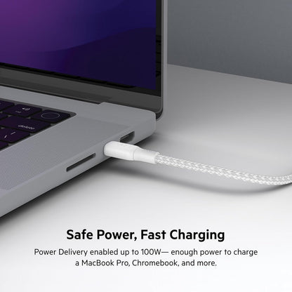 Belkin Braided USB-C to USB-C Cable 100W Fast Charging 2M – White