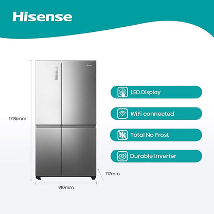 Hisense Side by Side Smart Refrigerator, 869L, Inox color, RS3N668SAI3