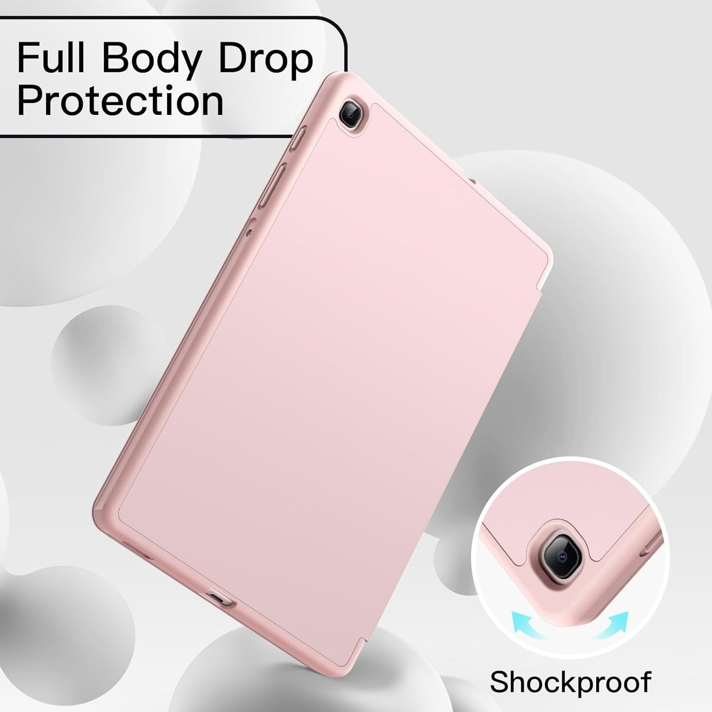 PROTECT  Samsung Tab S6 Lite Protective Ipad Cover, Silcon, Trifold Stand , Auto Wakeup Sleep, Pen Slot, Pink, PSTS6LPNK