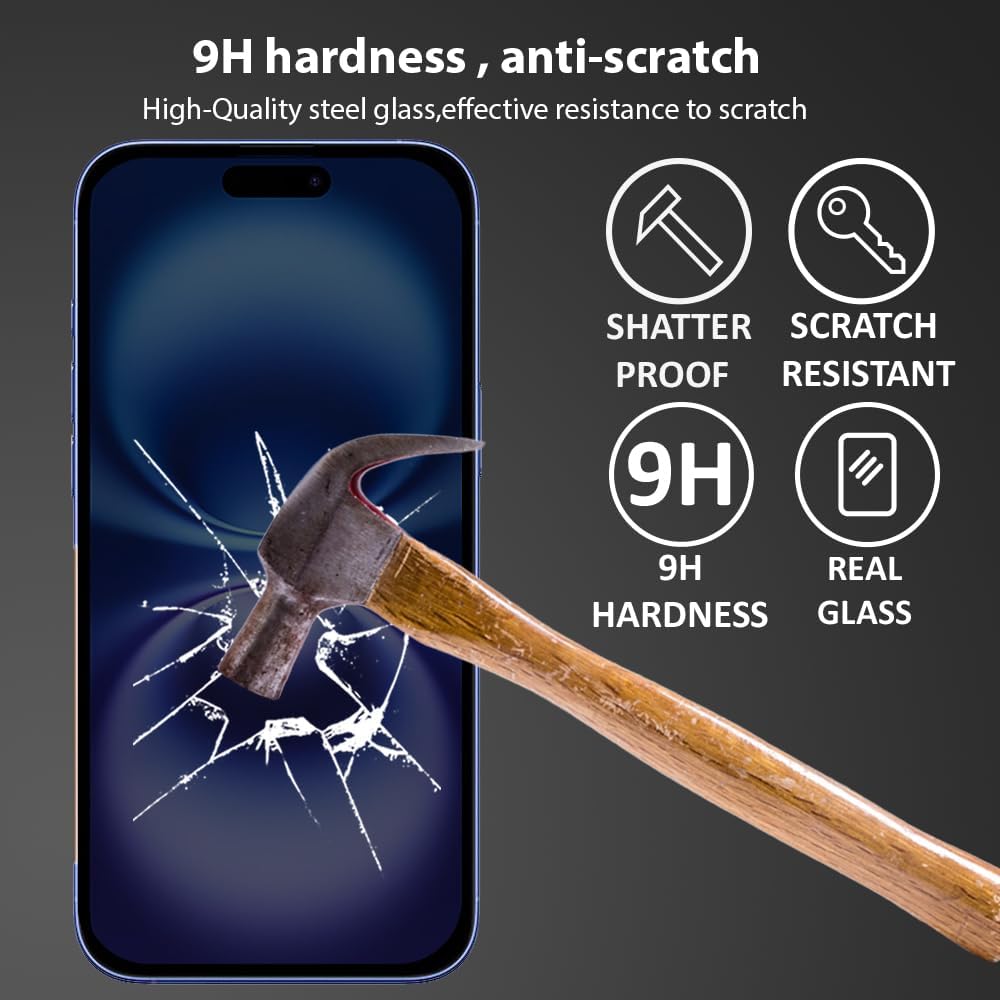 PROTECT  iPhone 16 Plus Privacy Screen Protector,  9D Tempered Glass, Anti Scratch, Matte , Black, PIP16PL
