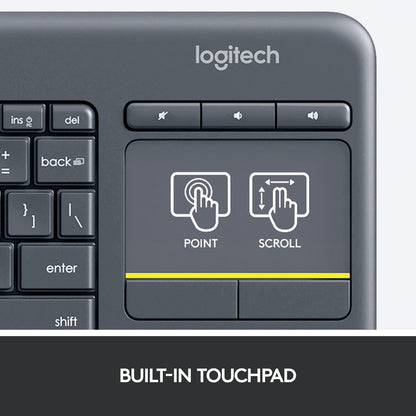 Logitech K400 Plus Wireless Touch Keyboard Arabic Black