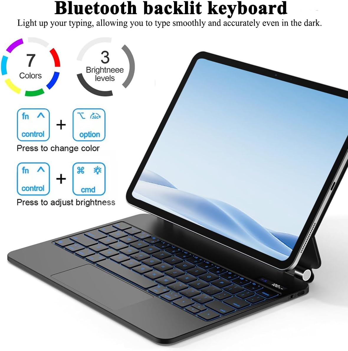 PROTECT  iPad 10.9inch / 11 inch Magnetic Tablet Keyboard, Bluetooth, With Trackpad, Backlit, Grey, HL118-128