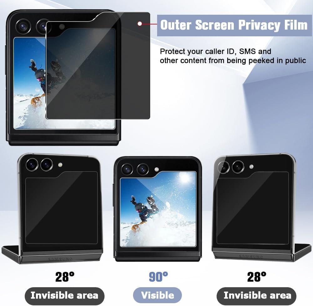 PROTECT  Samsung Z Flip 6 Privacy Screen Protector,  9D Tempered Glass, Anti Scratch, Matte , Black, PZFLP6