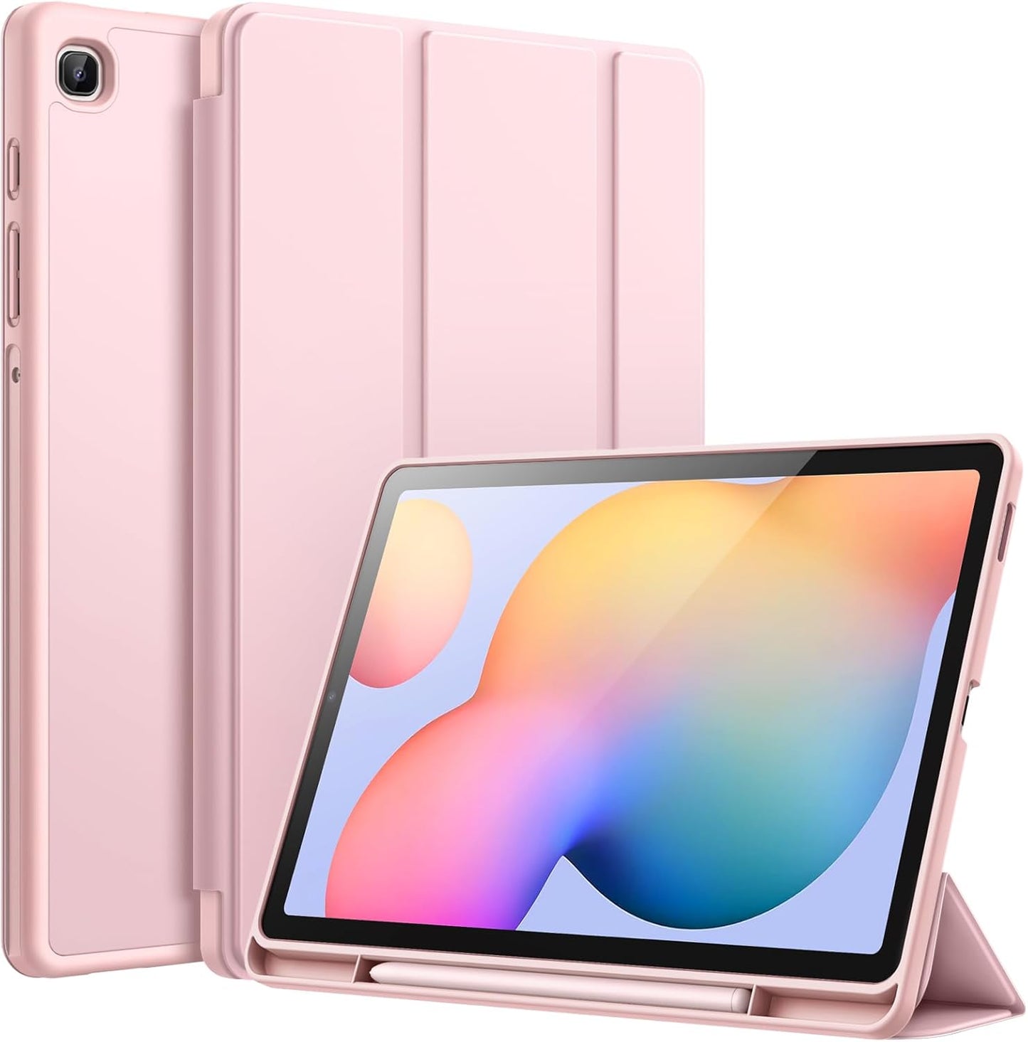 PROTECT  Samsung Tab S6 Lite Protective Ipad Cover, Silcon, Trifold Stand , Auto Wakeup Sleep, Pen Slot, Pink, PSTS6LPNK