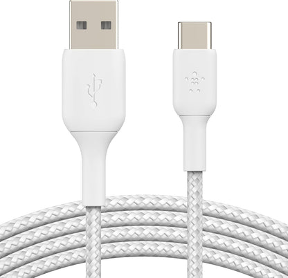 Belkin Braided USB-A to USB-C Charging Cable 2M – Fast Charging Data Cable – White