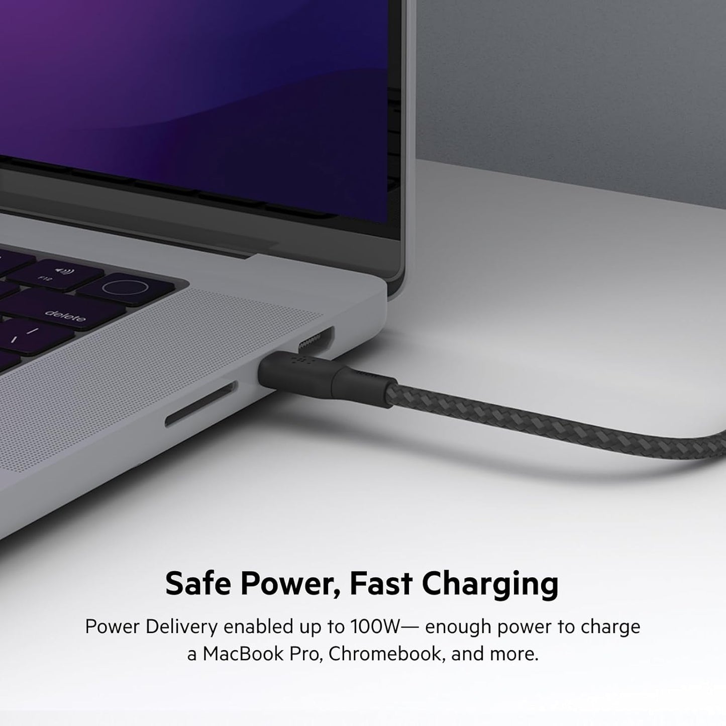 Belkin Braided USB-C to USB-C Cable 100W Fast Charging 2M – Black