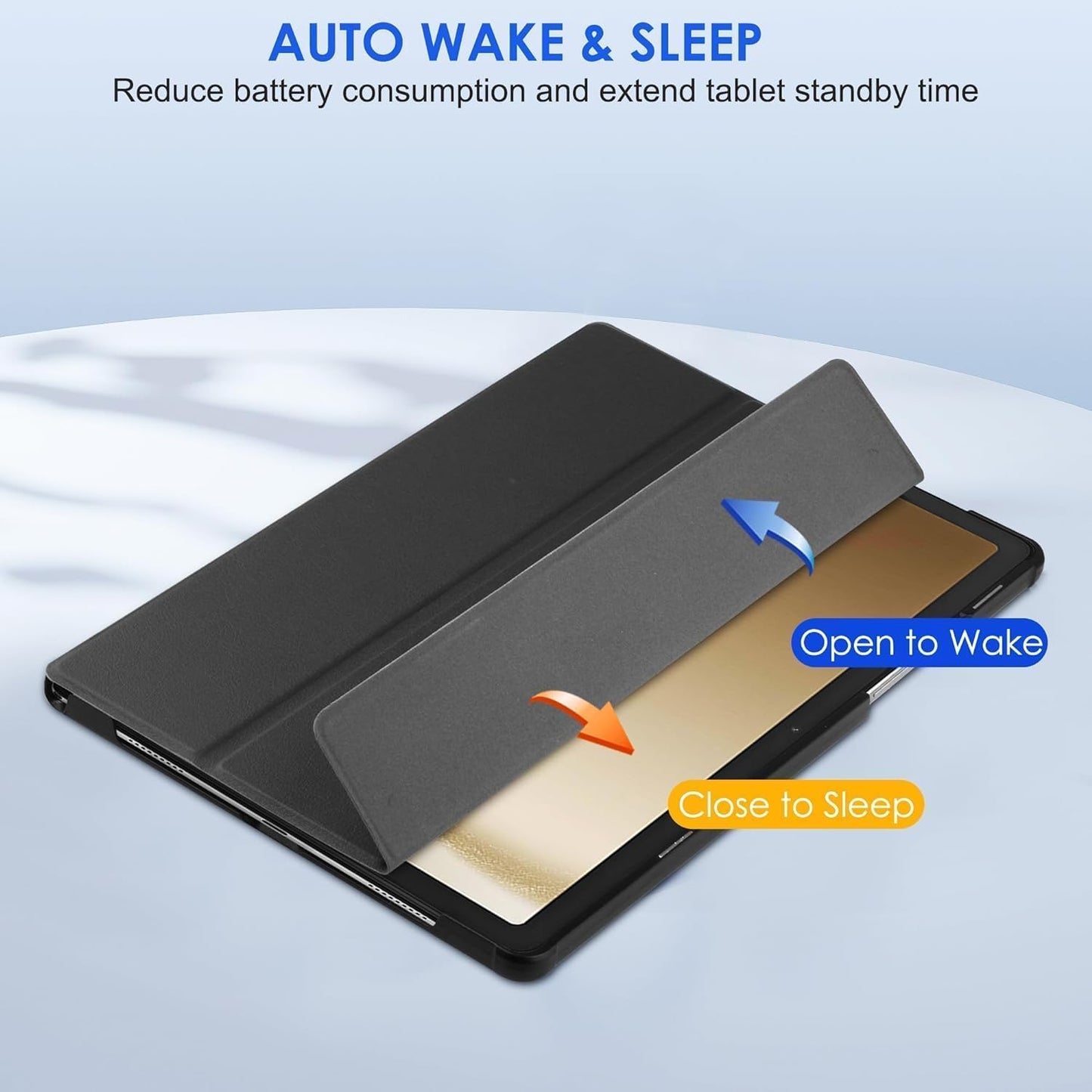 PROTECT  Samsung Tab S6 Lite Protective Ipad Cover, Silcon, Trifold Stand , Auto Wakeup Sleep, Pen Slot, Black, PSTS6LBLK