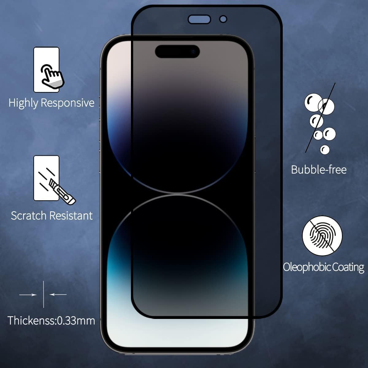 PROTECT  iPhone 14 Pro Privacy Screen Protector,  9D Tempered Glass, Anti Scratch, Matte , Clear, PIP14P
