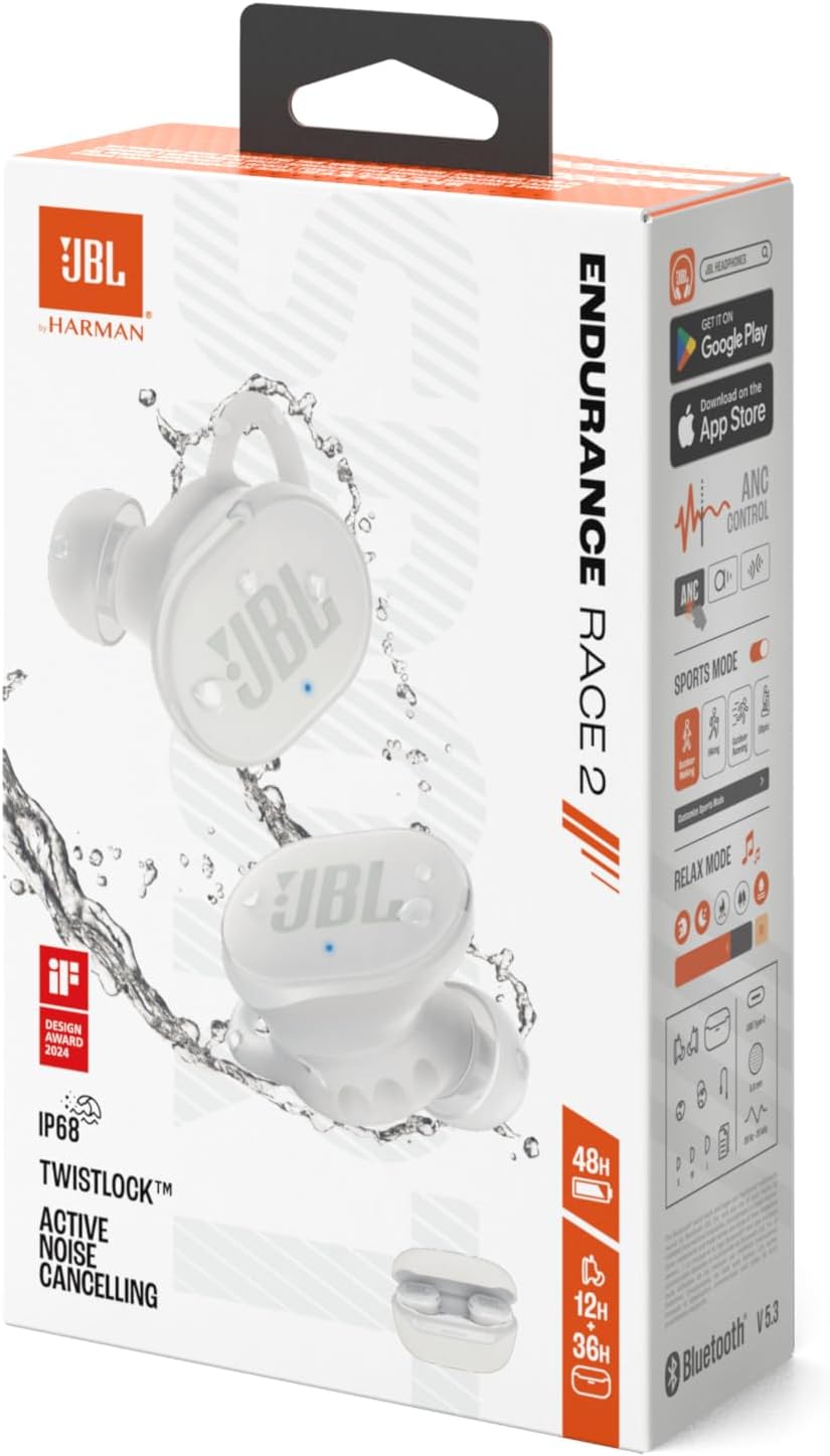 JBL Endurance Race 2 True Wireless Earbuds White