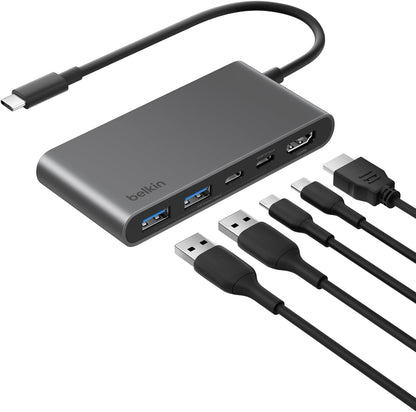 Belkin USB-C 5-in-1 Multiport Hub with 100W Power Delivery – Space Gray
