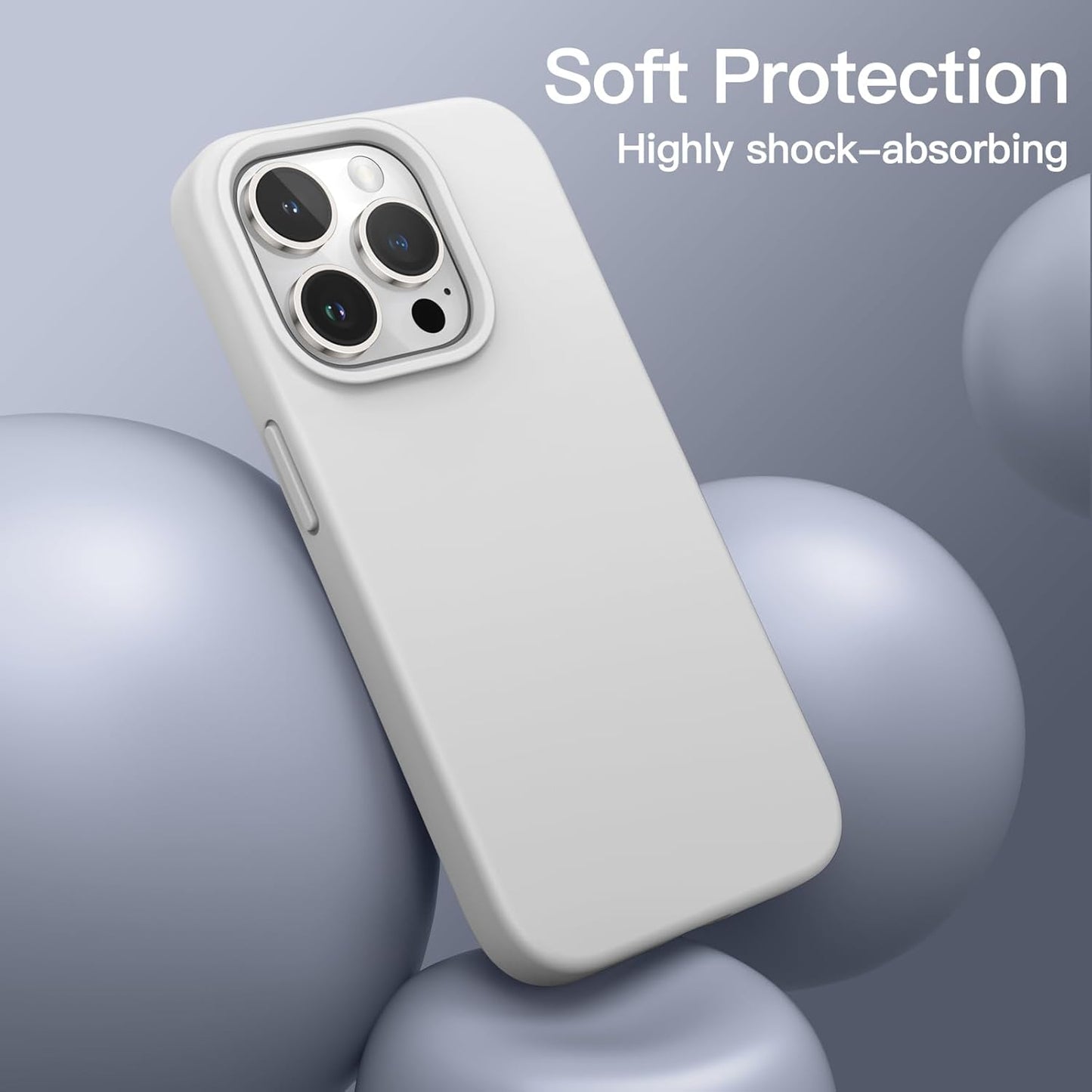 PROTECT  iPhone 15 Pro Silicon Phone Case, Magsafe, Protective, Anti Scratch, Platinum, SMIP15PPLT