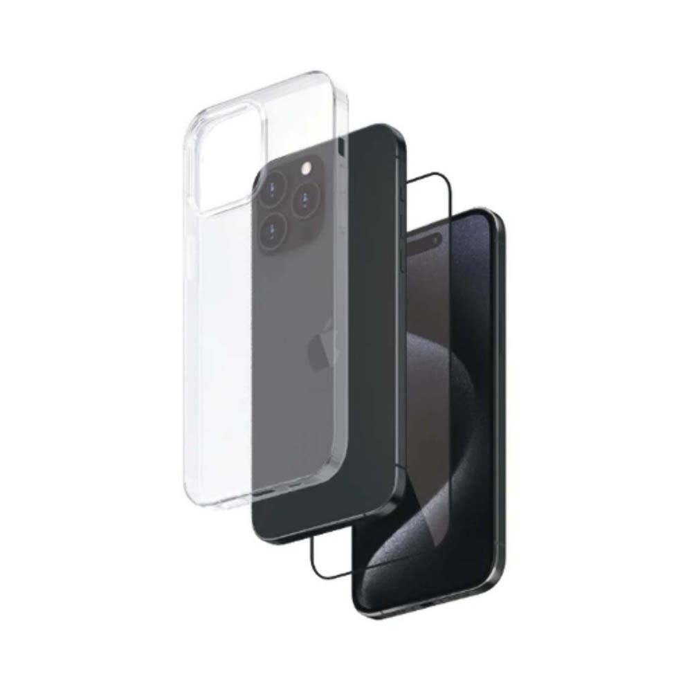 Smartix Tempered Glass + Case for iphone 15 Pro Clear