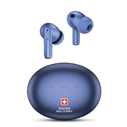 Swiss Military Victor3 Truly Wireless In-Ear Earbuds With Charging Case Blue