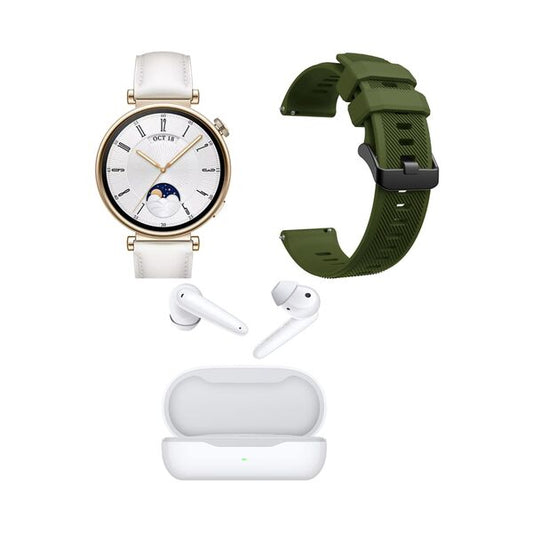 Huawei Watch GT4 41mm Aurora White + Freebuds SE + Green Strap