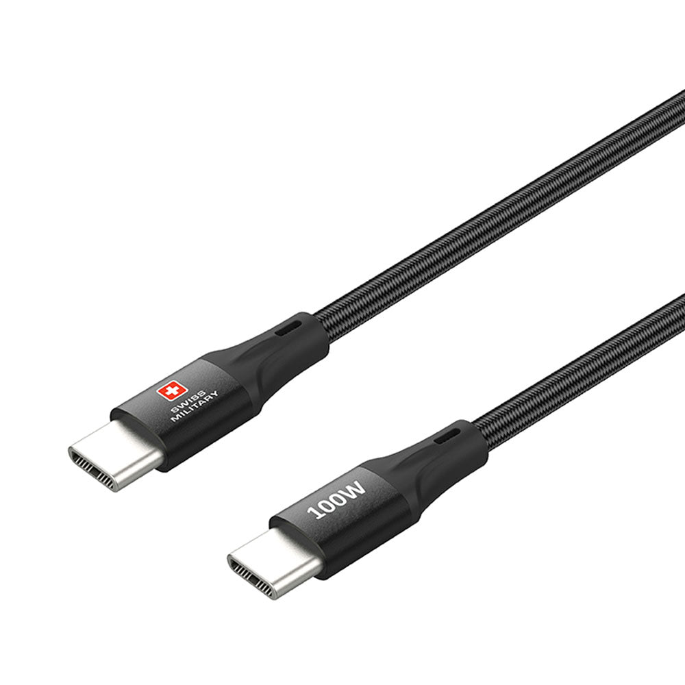 Swiss Military USB-C To USB-C Data Sync Charging Cable 1.2M 100W Black