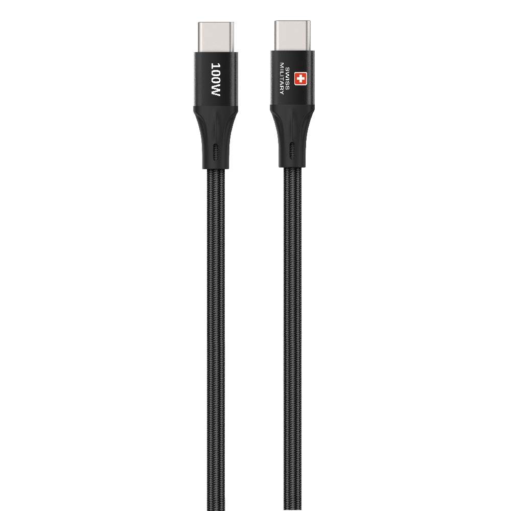 Swiss Military USB-C To USB-C Data Sync Charging Cable 1.2M 100W Black