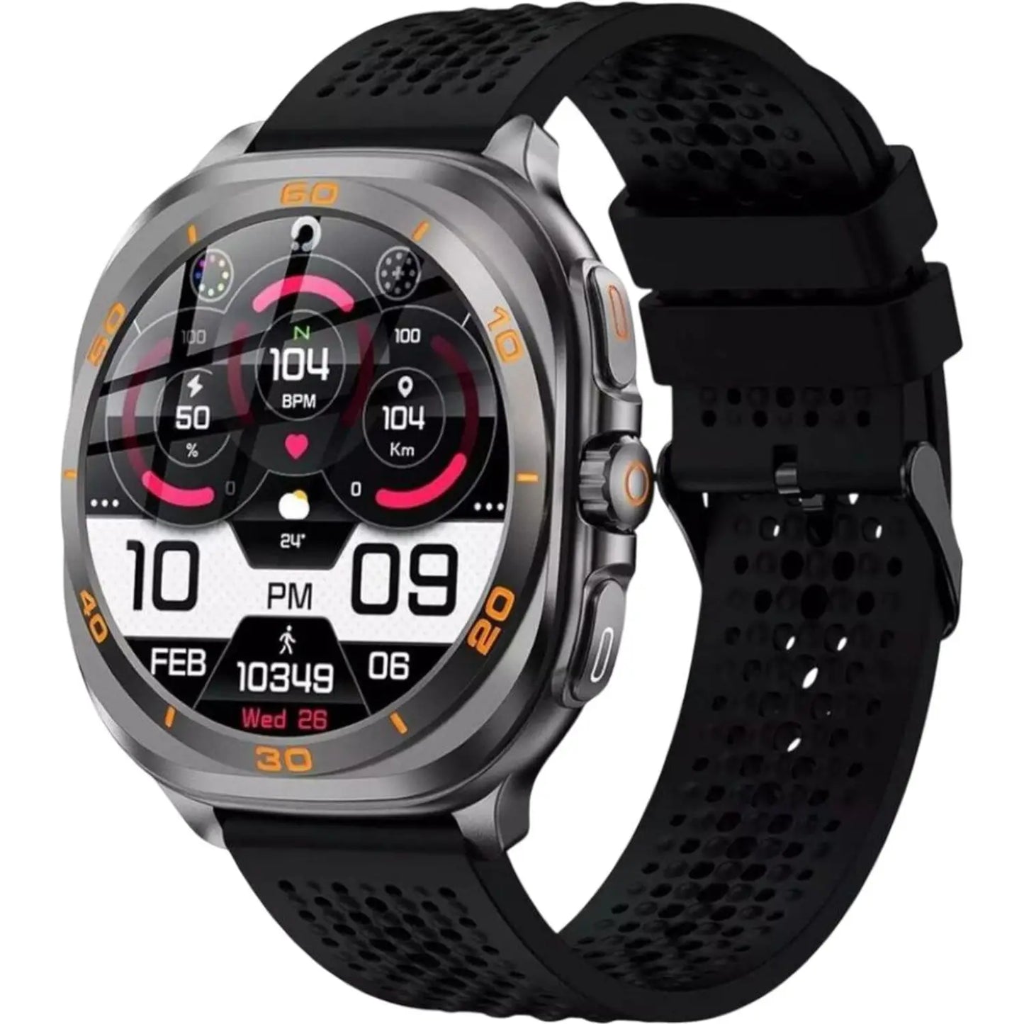 Swiss Military DOM7 Smartwatch Gun Metal Frame Bundle with Victor 6 Earbuds