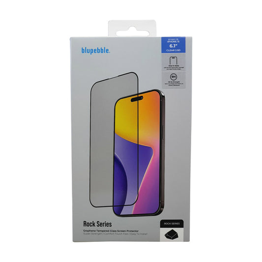 Blupebble Graphene Rock Series Screen Protector Tempered Glass Clear for Iphone 15
