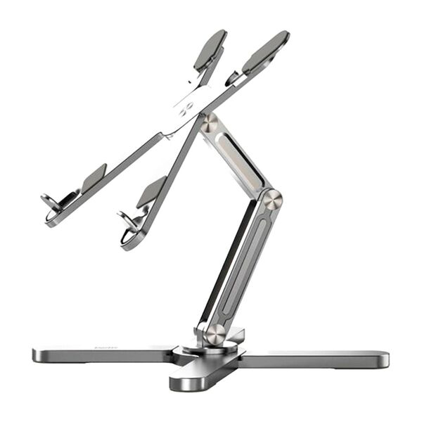 Blupebble Double-X Adjustable and Foldable Aluminum Alloy Laptop Stand Silver