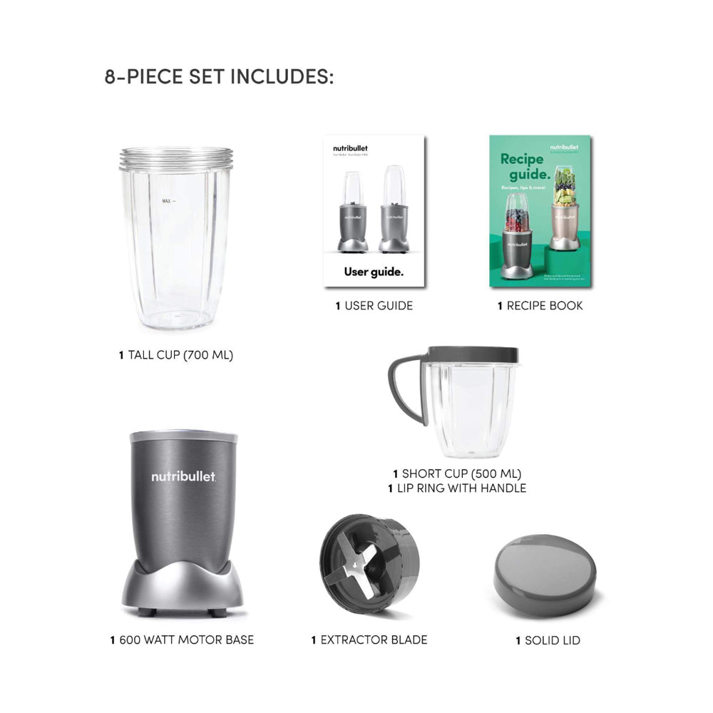 Nutribullet 8-Piece Smoothie Maker Blender Grey