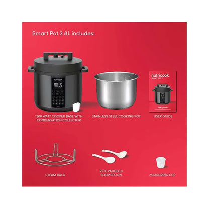 Nutricook 9-In-1 Smart Pressure Cooker 8000ml Black