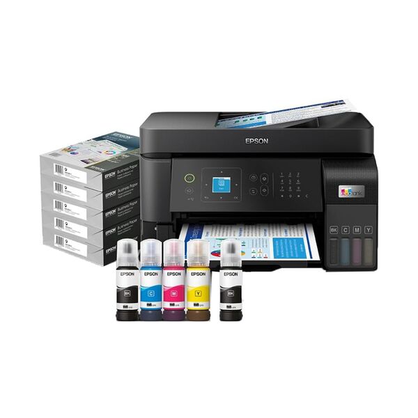 EPSON EcoTank Ink Tank Printer Black + Business Paper Box