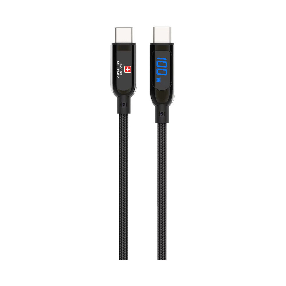 Swiss Military Braided Type-C To Type-C Data Sync and Charging Cable 2M Black